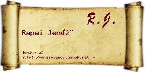 Rapai Jenő névjegykártya